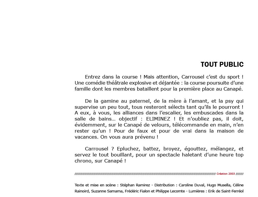 Carrousel - Cie Voix Public - Compagnie de Théâtre Professionnelle - Carros/Alpes-Maritimes/France