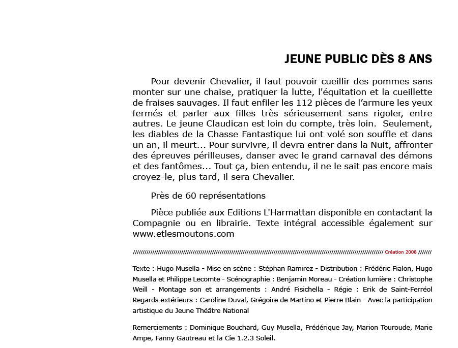 Chevalier - Cie Voix Public - Compagnie de Théâtre Professionnelle - Carros/Alpes-Maritimes/France