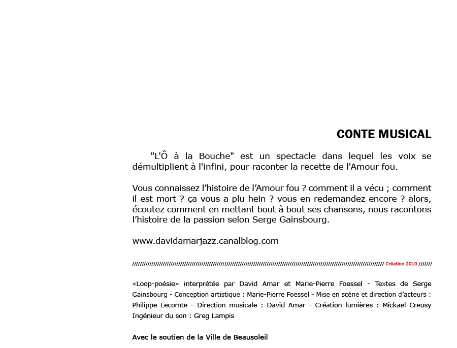 L'ô à la bouche - Cie Voix Public - Compagnie de Théâtre Professionnelle - Carros/Alpes-Maritimes/France