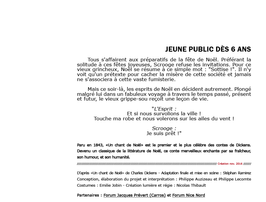 Scrooge - Cie Voix Public - Compagnie de Théâtre Professionnelle - Carros/Alpes-Maritimes/France