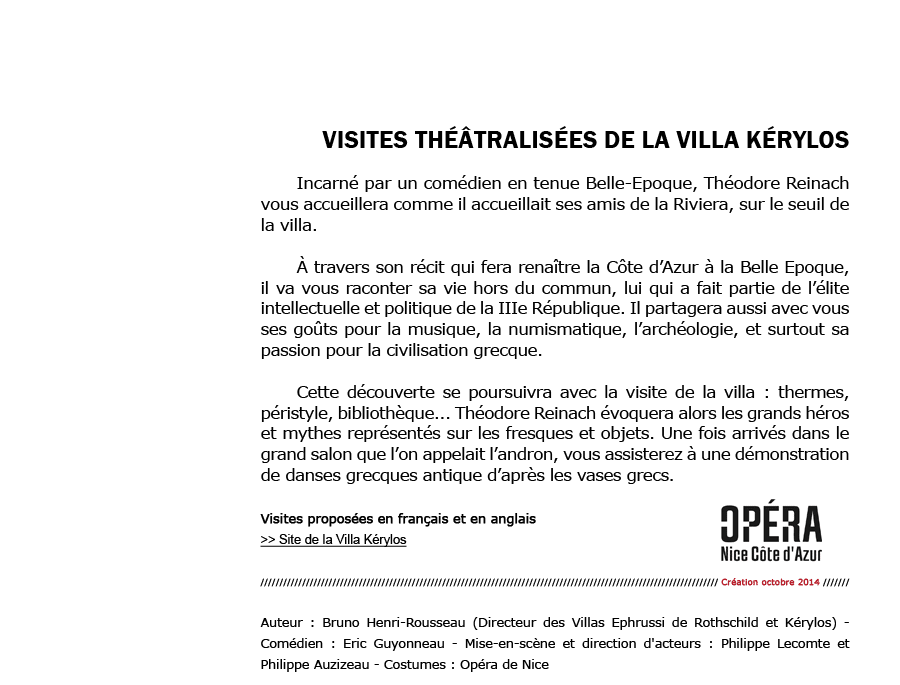 Une journée dans un palais de la Grèce Antique - Villa Kérylos - Cie Voix Public - Compagnie de Théâtre Professionnelle - Carros/Alpes-Maritimes/France